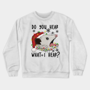 Do You Hear What I Hear, Funny Opossum Christmas Design Crewneck Sweatshirt